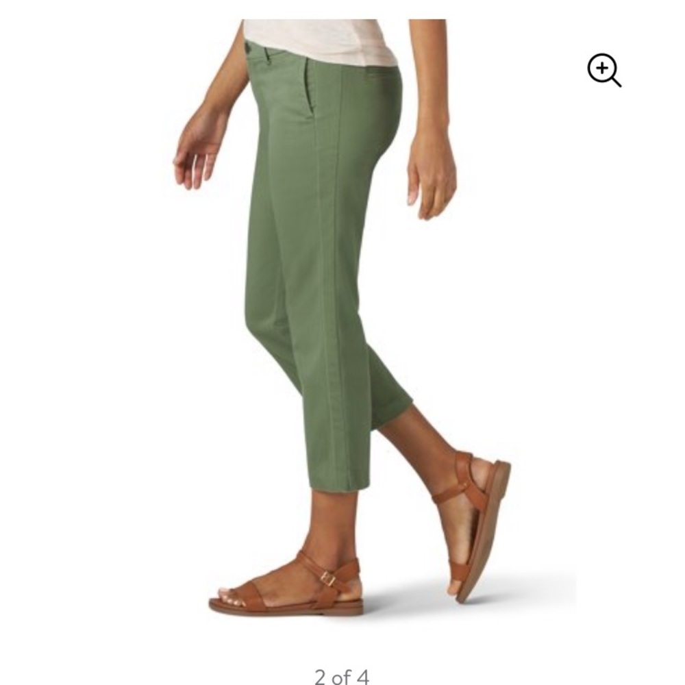 Casual Capri Pants: light olive/inseam 24 1/2”